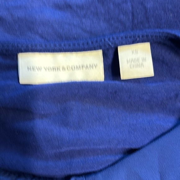 New York & company cobalt blue dress shirt size xtra small - Picture 3 of 7